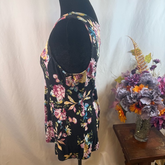 Torrid Floral Babydoll Tank Super Soft Knit Black Pink Size 00 - Picture 2 of 7